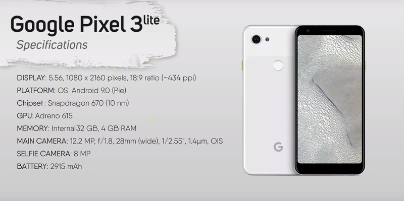 Here are the Pixel 3 Lite’s alleged specs according to Andro News.